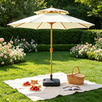 SOLARA 2.7m Outdoor Patio Umbrella with Double-Top Vent & Water-Filled Base for Garden & Poolside - White