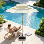 SOLARA 2.7m Outdoor Patio Umbrella with Double-Top Vent & Water-Filled Base for Garden & Poolside - White