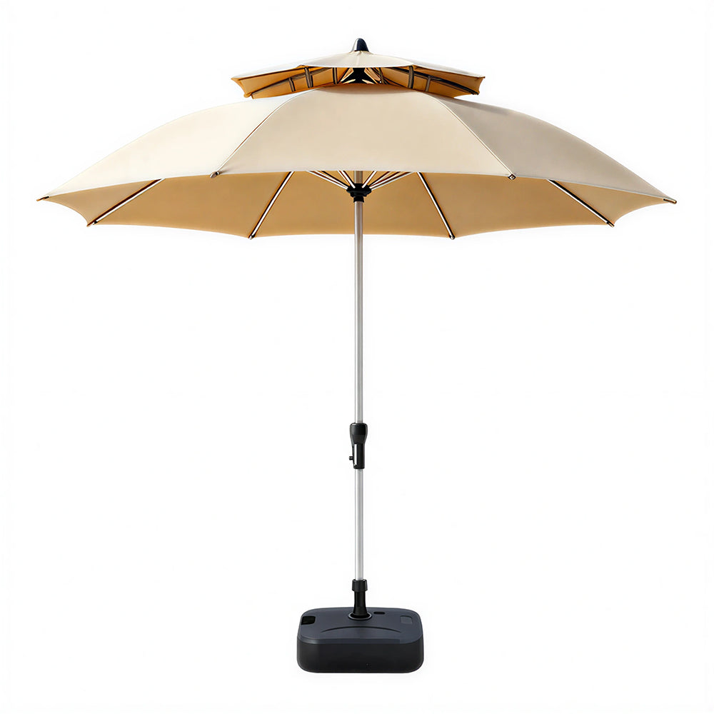 SOLARA 2.7m Outdoor Patio Umbrella with Double-Top Vent & Water-Filled Base for Garden & Poolside - White