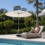 SOLARA 2.5m Solar LED Outdoor Umbrella with 24-Rib Frame & 70L Weighted Base for Patio Garden & Poolside - White