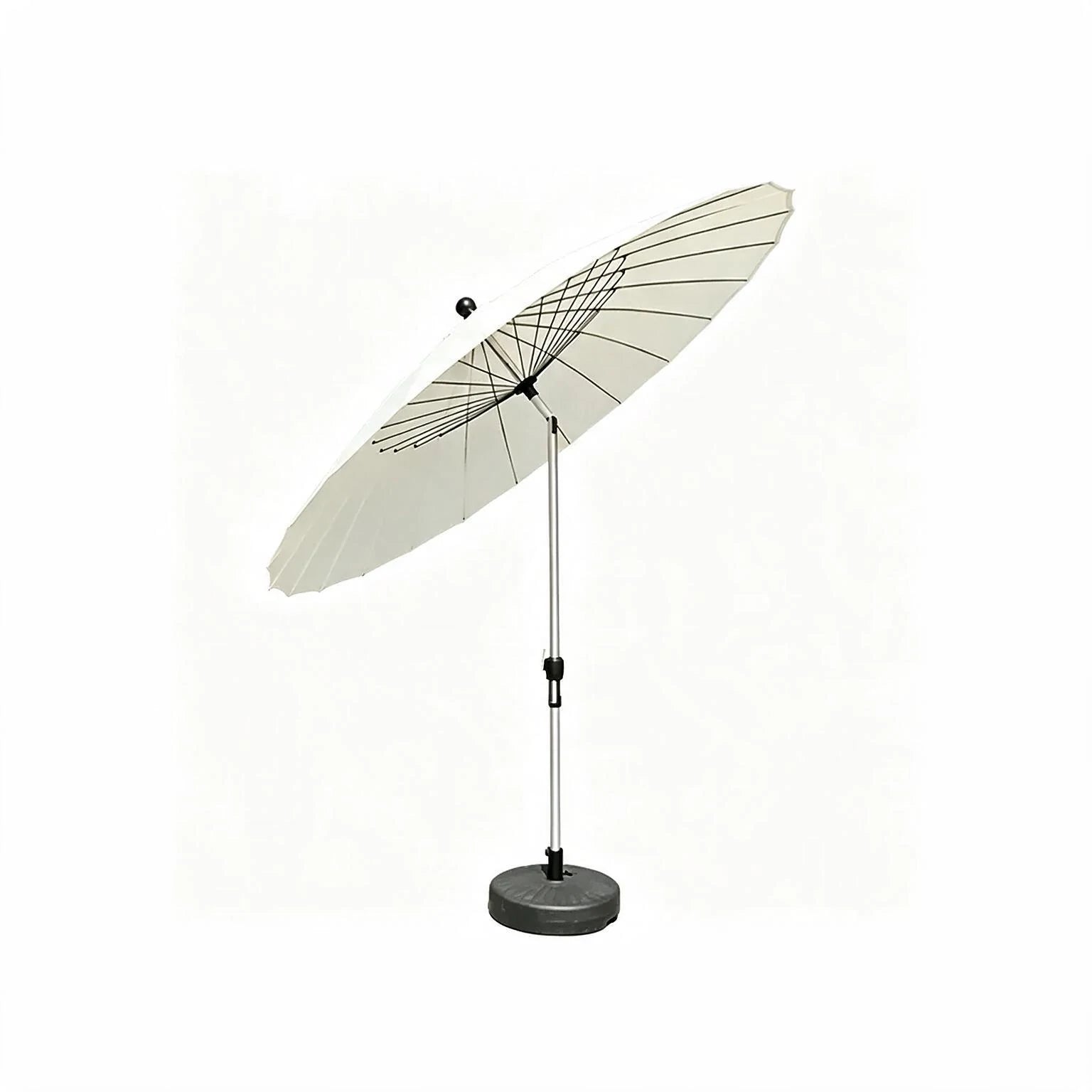 SOLARA 2.5m Solar LED Outdoor Umbrella with 24-Rib Frame & 70L Weighted Base for Patio Garden & Poolside - White