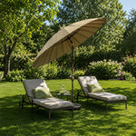 SOLARA 2.5m Solar LED Outdoor Umbrella with 24-Rib Frame & 70L Weighted Base for Patio Garden & Poolside - Coffee