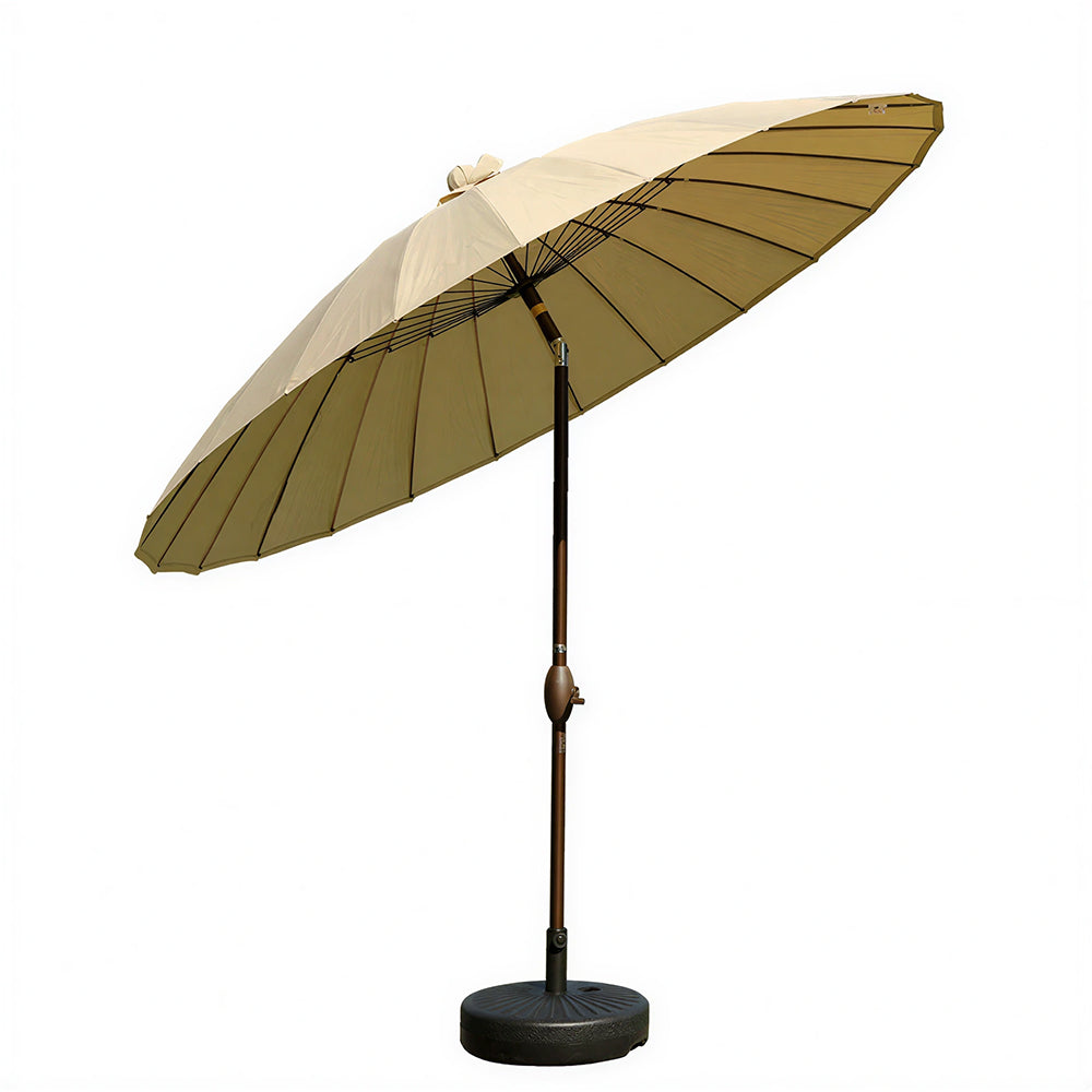 SOLARA 2.5m Solar LED Outdoor Umbrella with 24-Rib Frame & 70L Weighted Base for Patio Garden & Poolside - Coffee
