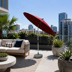 SOLARA 2.5m Solar LED Outdoor Umbrella with 24-Rib Frame & 70L Weighted Base for Patio Garden & Poolside - Red