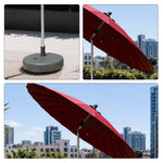 SOLARA 2.5m Solar LED Outdoor Umbrella with 24-Rib Frame & 70L Weighted Base for Patio Garden & Poolside - Red