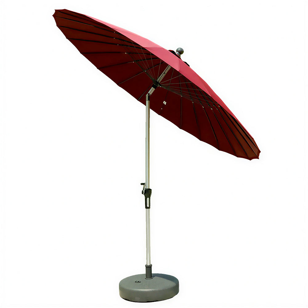 SOLARA 2.5m Solar LED Outdoor Umbrella with 24-Rib Frame & 70L Weighted Base for Patio Garden & Poolside - Red