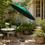 SOLARA 2.5m Solar LED Outdoor Umbrella with 24-Rib Frame & 70L Weighted Base for Patio Garden & Poolside - Green