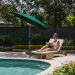 SOLARA 2.5m Solar LED Outdoor Umbrella with 24-Rib Frame & 70L Weighted Base for Patio Garden & Poolside - Green