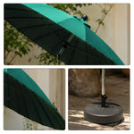 SOLARA 2.5m Solar LED Outdoor Umbrella with 24-Rib Frame & 70L Weighted Base for Patio Garden & Poolside - Green