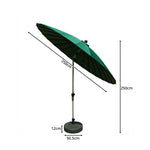 SOLARA 2.5m Solar LED Outdoor Umbrella with 24-Rib Frame & 70L Weighted Base for Patio Garden & Poolside - Green