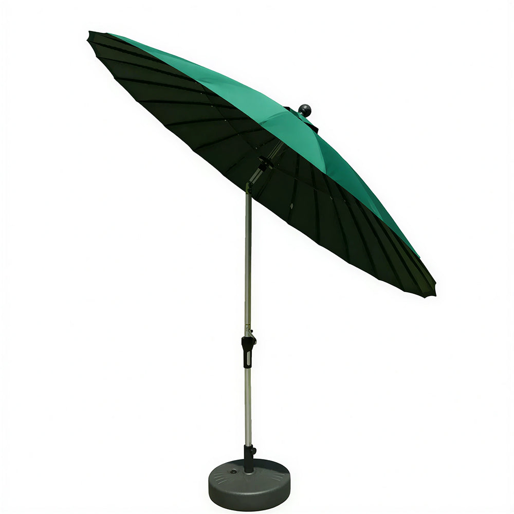 SOLARA 2.5m Solar LED Outdoor Umbrella with 24-Rib Frame & 70L Weighted Base for Patio Garden & Poolside - Green