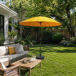 SOLARA 2.5m Solar LED Outdoor Umbrella with 24-Rib Frame & 70L Weighted Base for Patio Garden & Poolside - Yellow