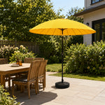 SOLARA 2.5m Solar LED Outdoor Umbrella with 24-Rib Frame & 70L Weighted Base for Patio Garden & Poolside - Yellow