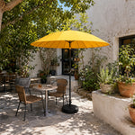 SOLARA 2.5m Solar LED Outdoor Umbrella with 24-Rib Frame & 70L Weighted Base for Patio Garden & Poolside - Yellow