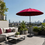 SOLARA 2.5m Solar LED Outdoor Umbrella with 24-Rib Frame & 70L Weighted Base for Patio Garden & Poolside - Red