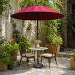 SOLARA 2.5m Solar LED Outdoor Umbrella with 24-Rib Frame & 70L Weighted Base for Patio Garden & Poolside - Red