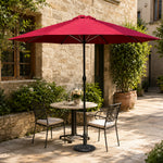 SOLARA 2.5m Outdoor Patio Umbrella with Waterproof Canopy, 8-Rib Frame & Crank Handle for Garden & Balcony - Red