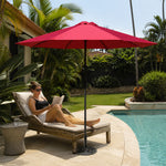 SOLARA 2.5m Outdoor Patio Umbrella with Waterproof Canopy, 8-Rib Frame & Crank Handle for Garden & Balcony - Red