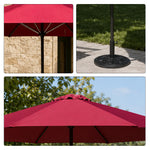 SOLARA 2.5m Outdoor Patio Umbrella with Waterproof Canopy, 8-Rib Frame & Crank Handle for Garden & Balcony - Red