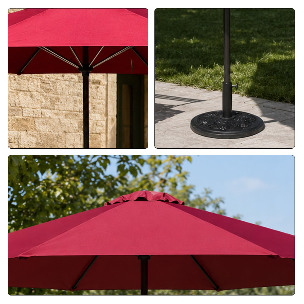 SOLARA 2.5m Outdoor Patio Umbrella with Waterproof Canopy, 8-Rib Frame & Crank Handle for Garden & Balcony - Red