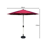 SOLARA 2.5m Outdoor Patio Umbrella with Waterproof Canopy, 8-Rib Frame & Crank Handle for Garden & Balcony - Red