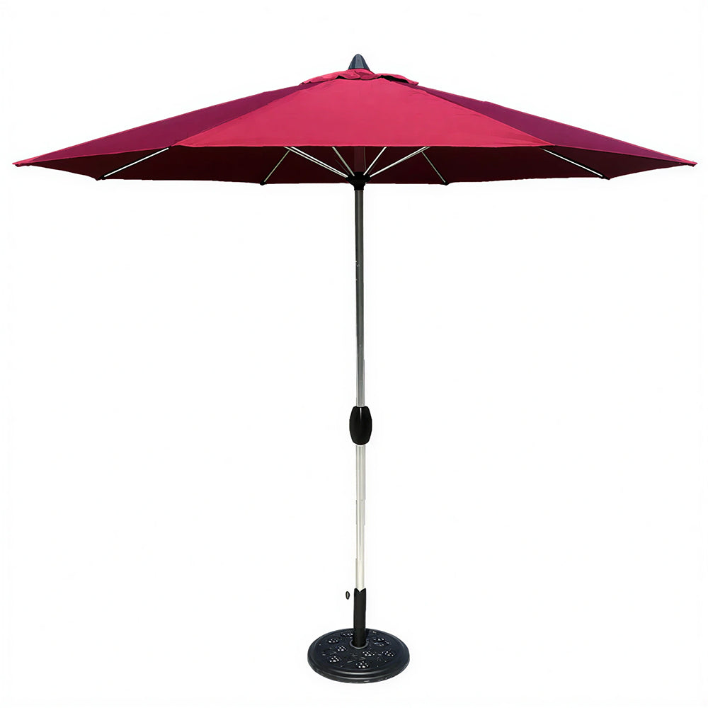 SOLARA 2.5m Outdoor Patio Umbrella with Waterproof Canopy, 8-Rib Frame & Crank Handle for Garden & Balcony - Red