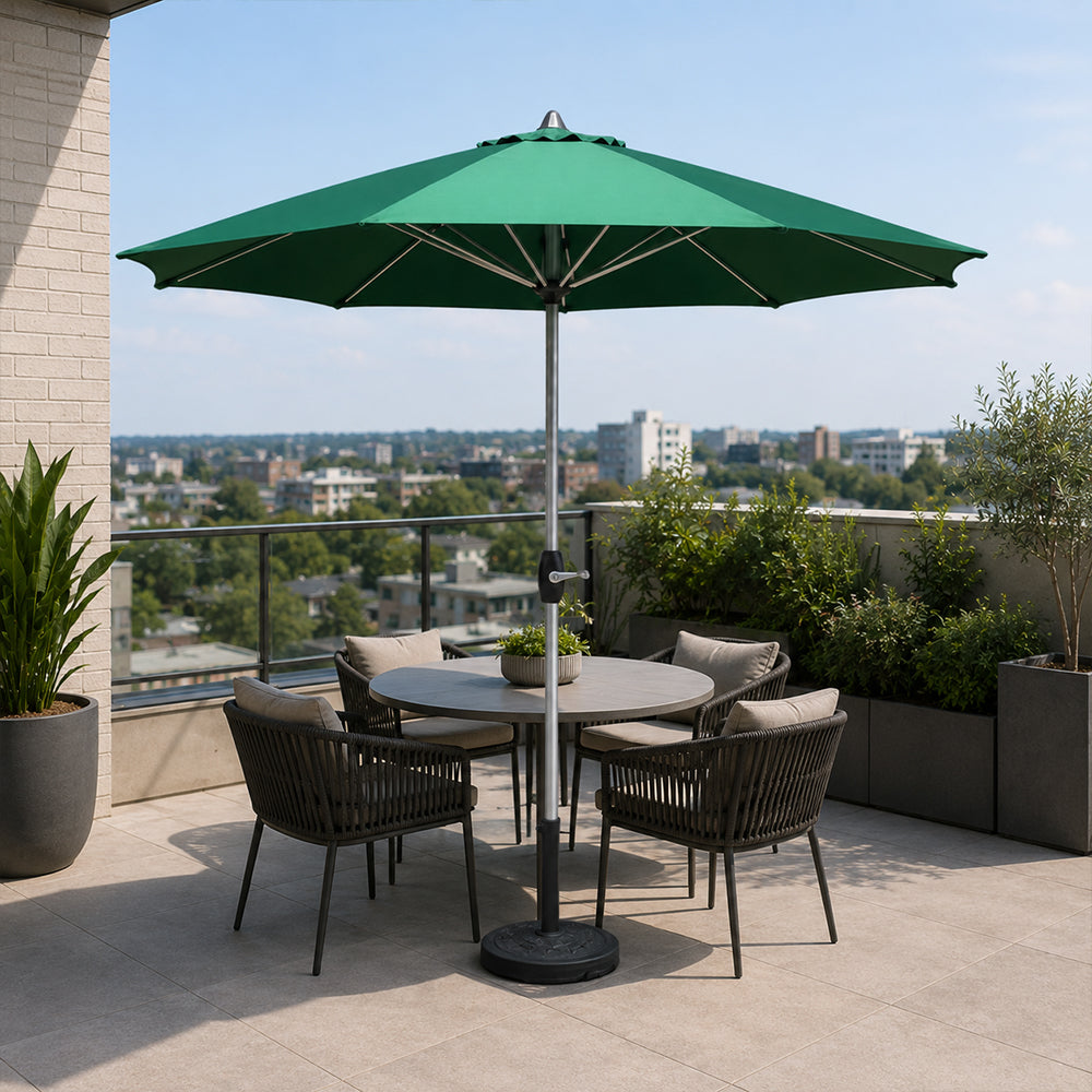 SOLARA 2.5m Outdoor Patio Umbrella with Waterproof Canopy, 8-Rib Frame & Crank Handle for Garden & Balcony - Green