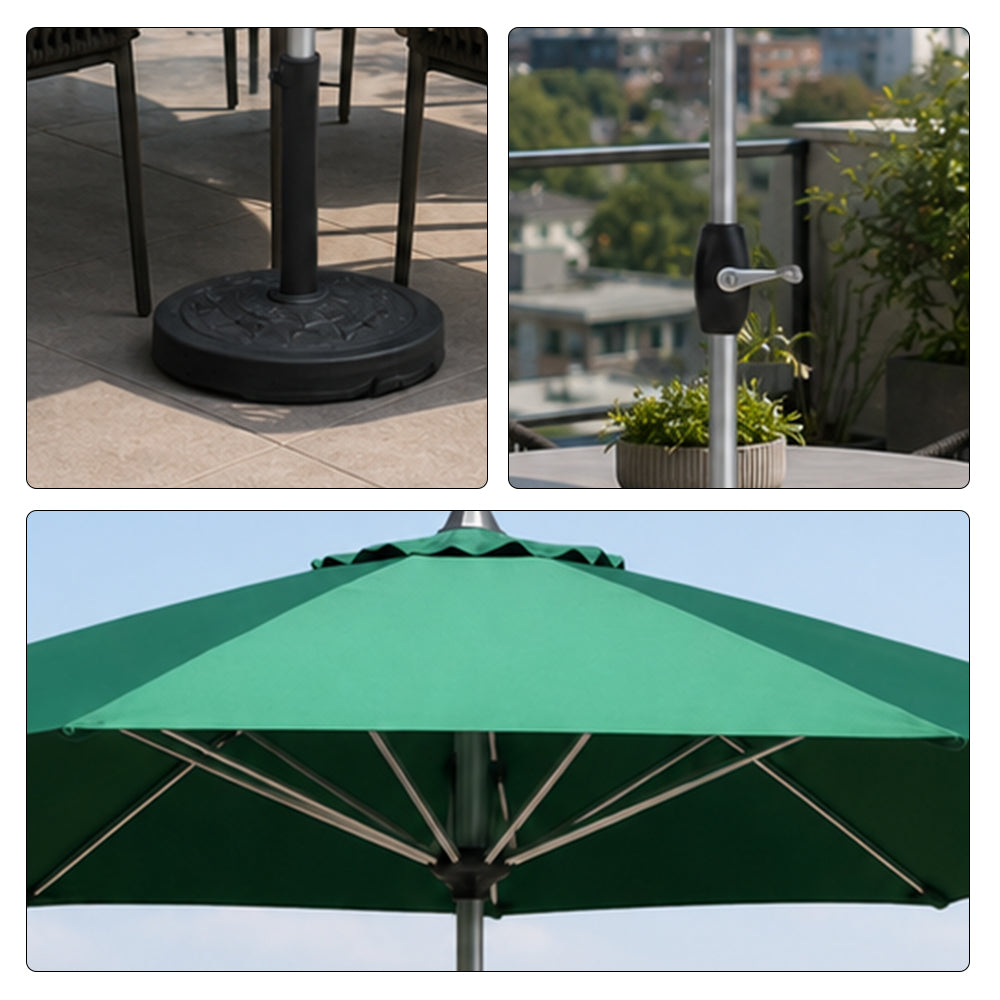 SOLARA 2.5m Outdoor Patio Umbrella with Waterproof Canopy, 8-Rib Frame & Crank Handle for Garden & Balcony - Green