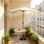 SOLARA 2.5m Outdoor Patio Umbrella with Waterproof Canopy, 8-Rib Frame & Crank Handle for Garden & Balcony - White