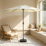 SOLARA 2.5m Outdoor Patio Umbrella with Waterproof Canopy, 8-Rib Frame & Crank Handle for Garden & Balcony - White