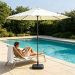 SOLARA 2.5m Outdoor Patio Umbrella with Waterproof Canopy, 8-Rib Frame & Crank Handle for Garden & Balcony - White