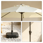 SOLARA 2.5m Outdoor Patio Umbrella with Waterproof Canopy, 8-Rib Frame & Crank Handle for Garden & Balcony - White