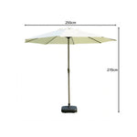 SOLARA 2.5m Outdoor Patio Umbrella with Waterproof Canopy, 8-Rib Frame & Crank Handle for Garden & Balcony - White