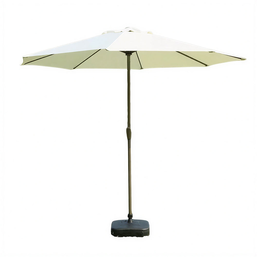 SOLARA 2.5m Outdoor Patio Umbrella with Waterproof Canopy, 8-Rib Frame & Crank Handle for Garden & Balcony - White