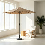 SOLARA 2.5m Outdoor Patio Umbrella with Waterproof Canopy, 8-Rib Frame & Crank Handle for Garden & Balcony - Coffee