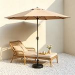 SOLARA 2.5m Outdoor Patio Umbrella with Waterproof Canopy, 8-Rib Frame & Crank Handle for Garden & Balcony - Coffee