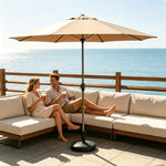 SOLARA 2.5m Outdoor Patio Umbrella with Waterproof Canopy, 8-Rib Frame & Crank Handle for Garden & Balcony - Coffee