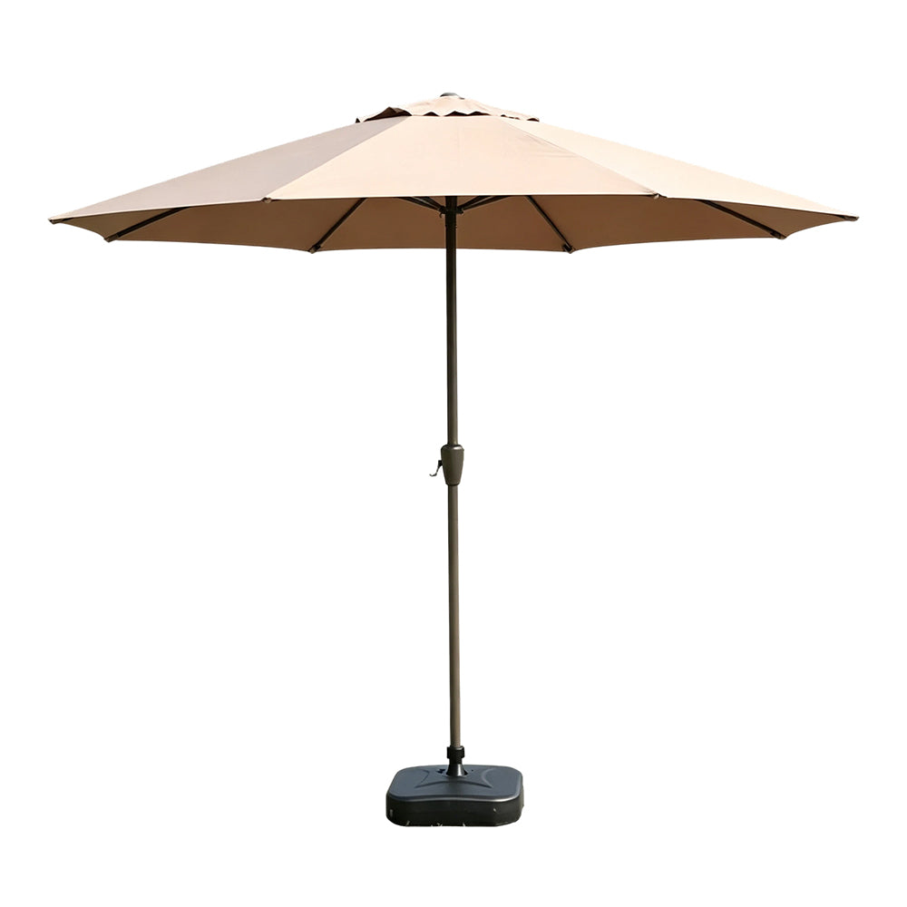 SOLARA 2.5m Outdoor Patio Umbrella with Waterproof Canopy, 8-Rib Frame & Crank Handle for Garden & Balcony - Coffee