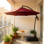 SOLARA 3m Cantilever Patio Umbrella with Adjustable Shade, 8-Rib Metal Frame & Fillable Base for Garden & Poolside - Red