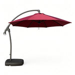 SOLARA 3m Cantilever Patio Umbrella with Adjustable Shade, 8-Rib Metal Frame & Fillable Base for Garden & Poolside - Red