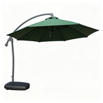 SOLARA 3m Cantilever Patio Umbrella with Adjustable Shade, 8-Rib Metal Frame & Fillable Base for Garden & Poolside - Green