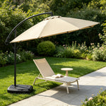 SOLARA 3m Cantilever Patio Umbrella with Adjustable Shade, 8-Rib Metal Frame & Fillable Base for Garden & Poolside - Coffee