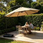 SOLARA 3m Cantilever Patio Umbrella with Adjustable Shade, 8-Rib Metal Frame & Fillable Base for Garden & Poolside - Coffee