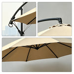 SOLARA 3m Cantilever Patio Umbrella with Adjustable Shade, 8-Rib Metal Frame & Fillable Base for Garden & Poolside - Coffee