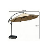 SOLARA 3m Cantilever Patio Umbrella with Adjustable Shade, 8-Rib Metal Frame & Fillable Base for Garden & Poolside - Coffee