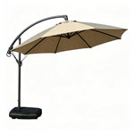 SOLARA 3m Cantilever Patio Umbrella with Adjustable Shade, 8-Rib Metal Frame & Fillable Base for Garden & Poolside - Coffee