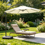SOLARA 3m Cantilever Patio Umbrella with Adjustable Shade, 8-Rib Metal Frame & Fillable Base for Garden & Poolside - White
