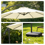 SOLARA 3m Cantilever Patio Umbrella with Adjustable Shade, 8-Rib Metal Frame & Fillable Base for Garden & Poolside - White