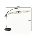 SOLARA 3m Cantilever Patio Umbrella with Adjustable Shade, 8-Rib Metal Frame & Fillable Base for Garden & Poolside - White