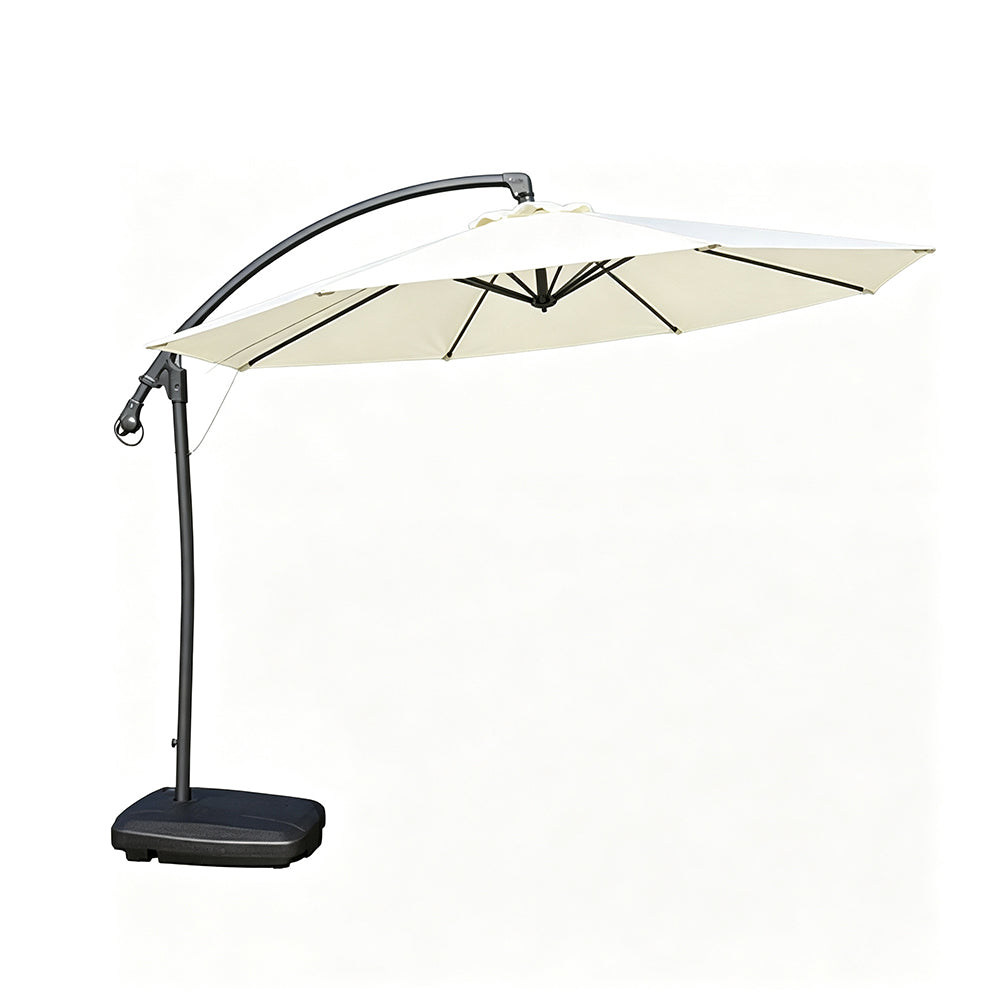 SOLARA 3m Cantilever Patio Umbrella with Adjustable Shade, 8-Rib Metal Frame & Fillable Base for Garden & Poolside - White